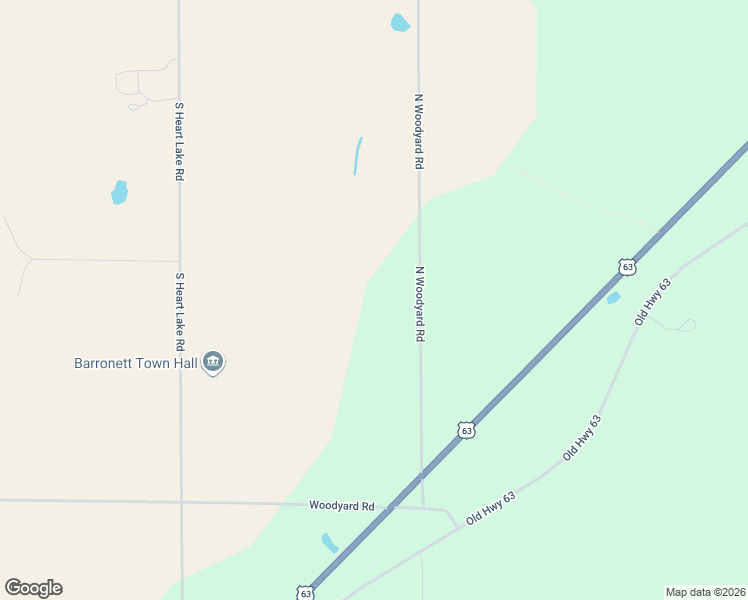 map of restaurants, bars, coffee shops, grocery stores, and more near N1675 North Woodyard Road in Shell Lake