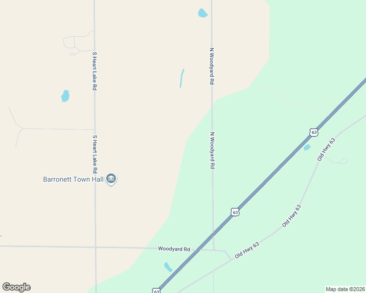 map of restaurants, bars, coffee shops, grocery stores, and more near N1675 North Woodyard Road in Shell Lake