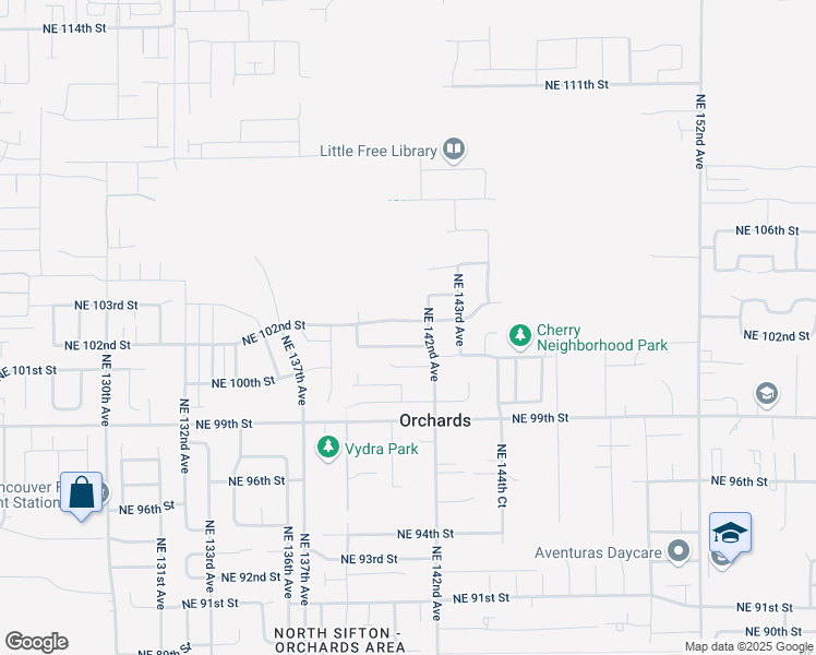 map of restaurants, bars, coffee shops, grocery stores, and more near 14009 Northeast 102nd Street in Vancouver