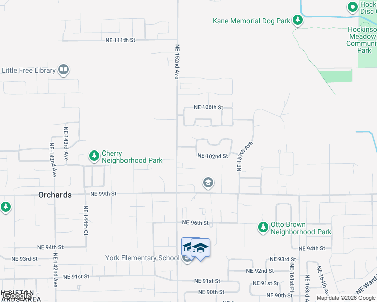 map of restaurants, bars, coffee shops, grocery stores, and more near 10200 Northeast 154th Avenue in Vancouver