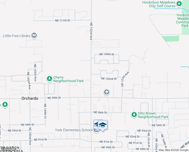 map of restaurants, bars, coffee shops, grocery stores, and more near 10200 Northeast 154th Avenue in Vancouver
