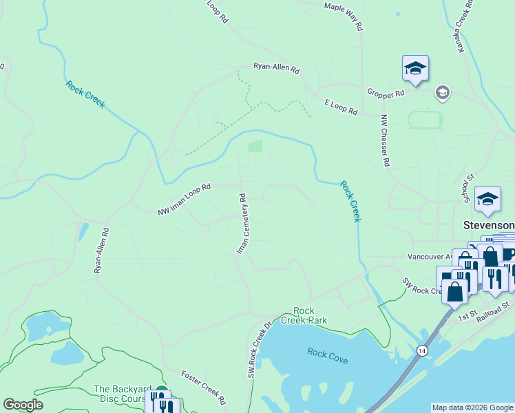 map of restaurants, bars, coffee shops, grocery stores, and more near 100 Iman Cemetery Road in Stevenson