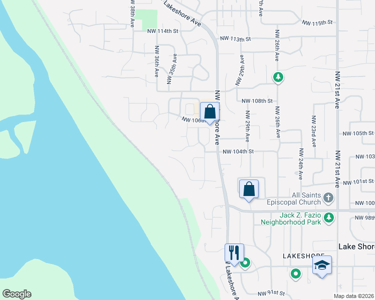 map of restaurants, bars, coffee shops, grocery stores, and more near 3305 Northwest 104th Circle in Vancouver