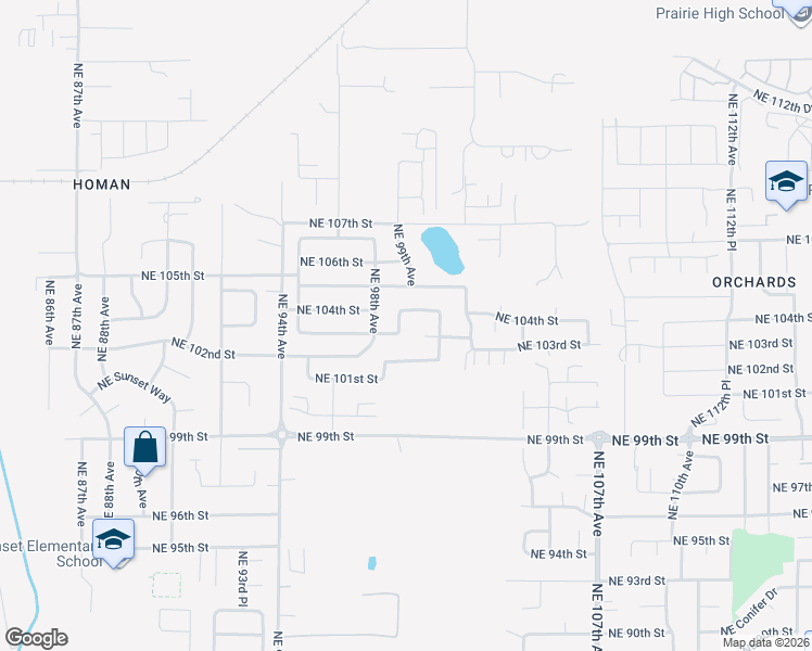map of restaurants, bars, coffee shops, grocery stores, and more near 9813 Northeast 103rd Street in Vancouver