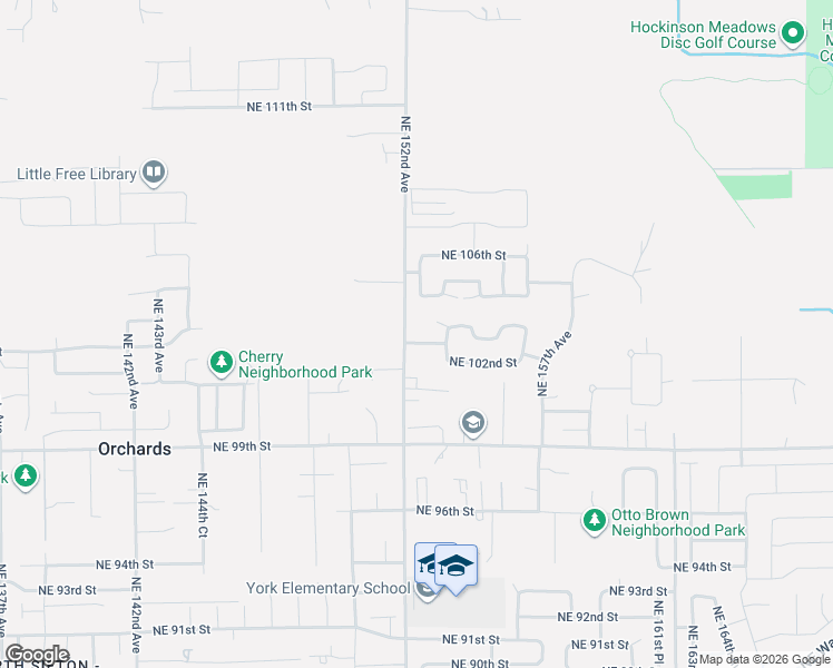 map of restaurants, bars, coffee shops, grocery stores, and more near 15305 Northeast 104th Street in Vancouver