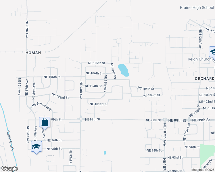 map of restaurants, bars, coffee shops, grocery stores, and more near 10401 Northeast 98th Avenue in Vancouver