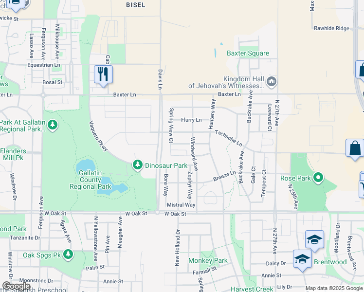 map of restaurants, bars, coffee shops, grocery stores, and more near 3141 Autumn Grove Street in Bozeman