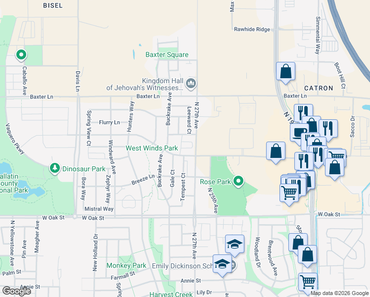 map of restaurants, bars, coffee shops, grocery stores, and more near 2715 Tschache Lane in Bozeman