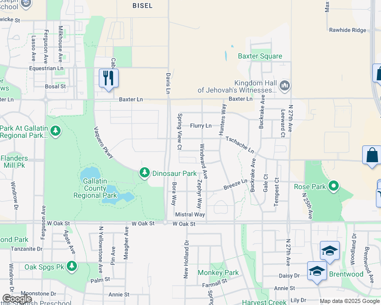 map of restaurants, bars, coffee shops, grocery stores, and more near 3141 Autumn Grove Street in Bozeman