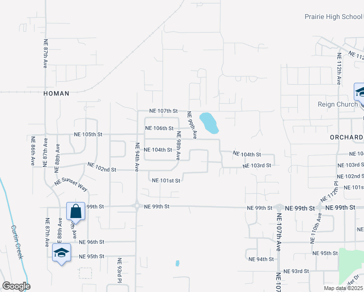 map of restaurants, bars, coffee shops, grocery stores, and more near 10405 Northeast 98th Avenue in Vancouver