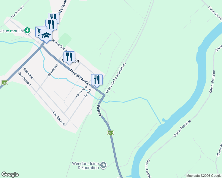 map of restaurants, bars, coffee shops, grocery stores, and more near 316 Chemin de Fontainebleau in Weedon