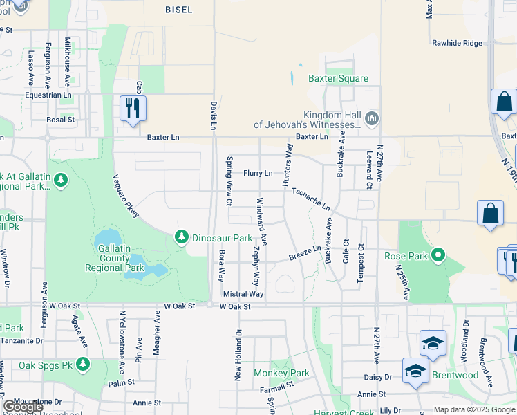 map of restaurants, bars, coffee shops, grocery stores, and more near 2973 Autumn Grove in Bozeman