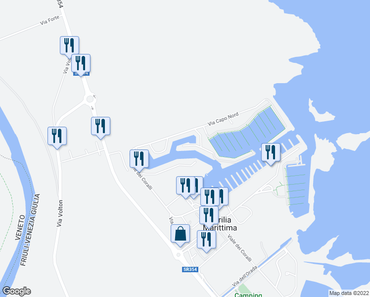 map of restaurants, bars, coffee shops, grocery stores, and more near 31 Via dei Ghiozzi in Bevazzana