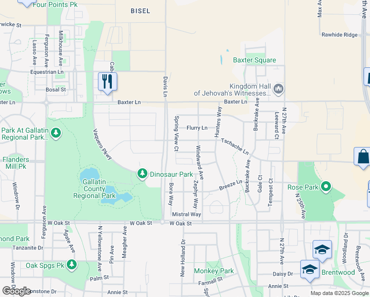 map of restaurants, bars, coffee shops, grocery stores, and more near 3141 Autumn Grove Street in Bozeman