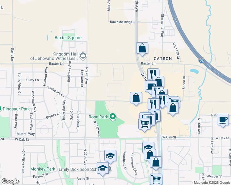 map of restaurants, bars, coffee shops, grocery stores, and more near 2420 Tschache Ln in Bozeman