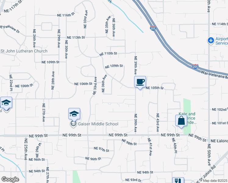 map of restaurants, bars, coffee shops, grocery stores, and more near 10503 Northeast 37th Avenue in Vancouver