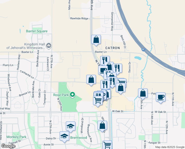 map of restaurants, bars, coffee shops, grocery stores, and more near 622 West Babcock Street in Bozeman