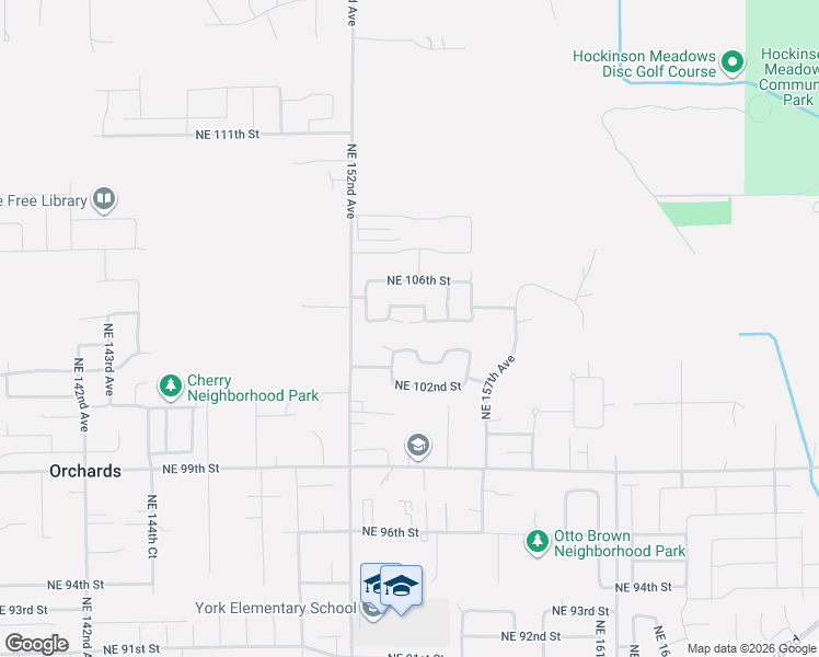 map of restaurants, bars, coffee shops, grocery stores, and more near 10406 Northeast 154th Place in Vancouver