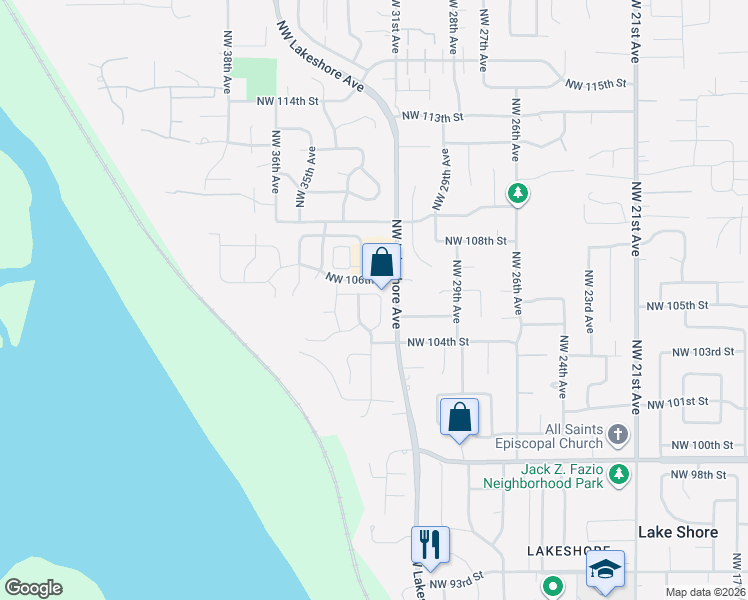 map of restaurants, bars, coffee shops, grocery stores, and more near 10510 Northwest 31st Avenue in Vancouver