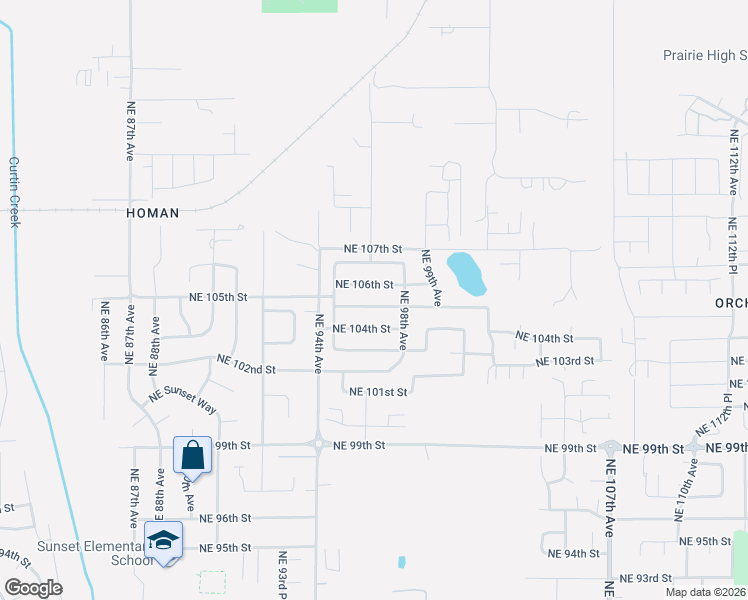 map of restaurants, bars, coffee shops, grocery stores, and more near 9700 Northeast 104th Way in Vancouver