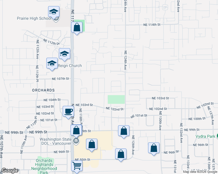 map of restaurants, bars, coffee shops, grocery stores, and more near 10412 Northeast 122nd Avenue in Vancouver