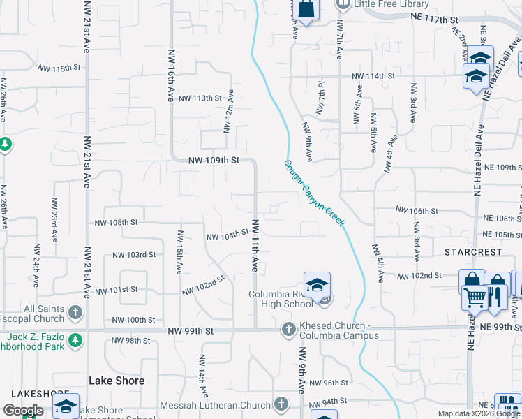 map of restaurants, bars, coffee shops, grocery stores, and more near 927 Northwest 105th Circle in Vancouver