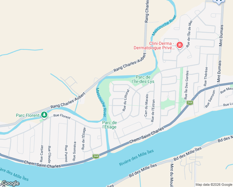 map of restaurants, bars, coffee shops, grocery stores, and more near 120 Rue de la Canardiere in Terrebonne
