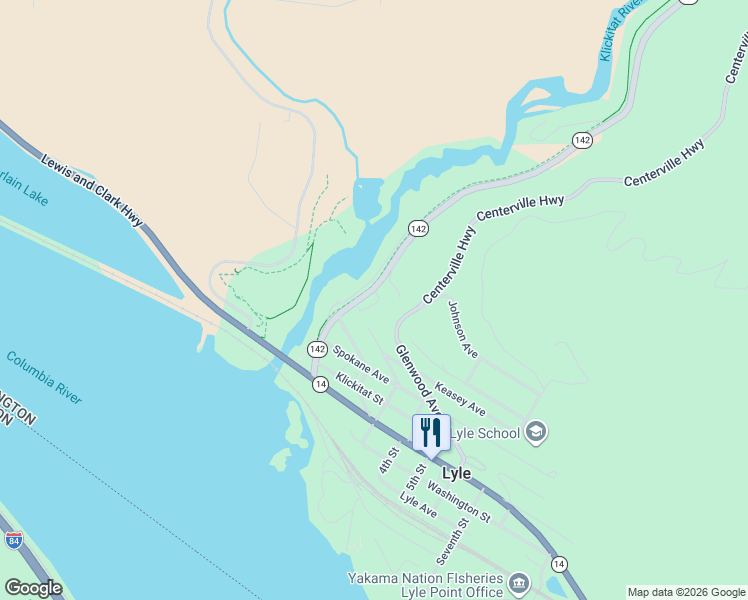 map of restaurants, bars, coffee shops, grocery stores, and more near 26 Bryan Way in Lyle
