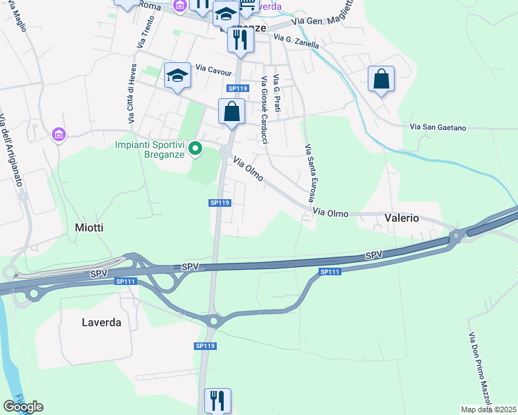 map of restaurants, bars, coffee shops, grocery stores, and more near in Province of Vicenza