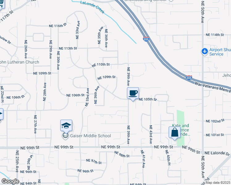 map of restaurants, bars, coffee shops, grocery stores, and more near 10701 Northeast 38th Avenue in Vancouver