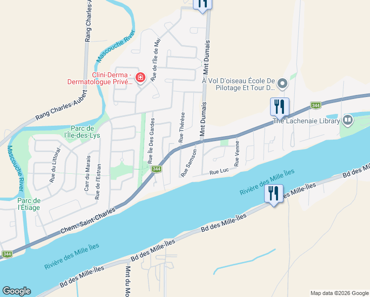 map of restaurants, bars, coffee shops, grocery stores, and more near 2690 Chemin Saint-Charles in Terrebonne