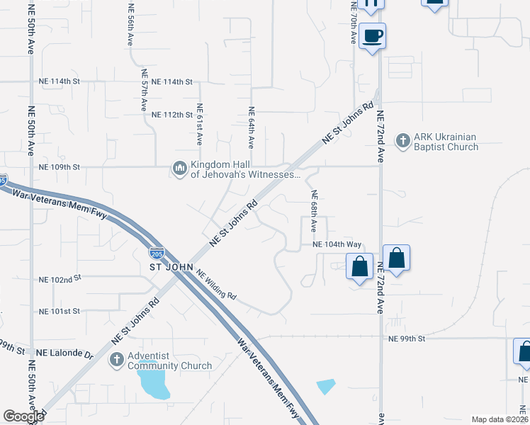 map of restaurants, bars, coffee shops, grocery stores, and more near 10622 Northeast 66th Avenue in Vancouver