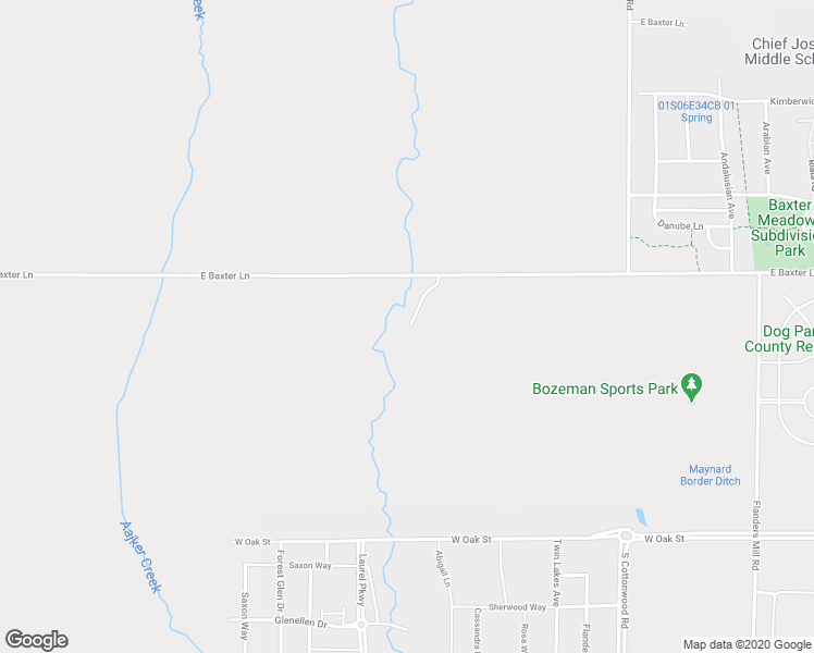 map of restaurants, bars, coffee shops, grocery stores, and more near 5250 Baxter Lane in Bozeman