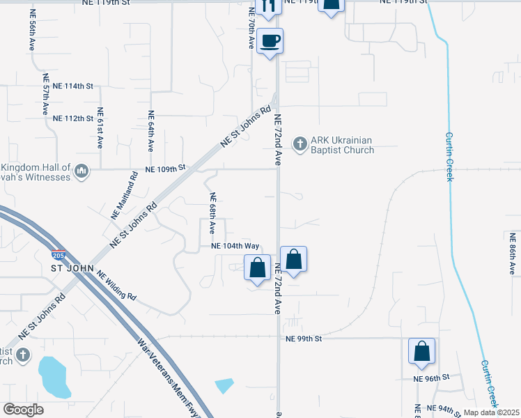map of restaurants, bars, coffee shops, grocery stores, and more near 10614 Northeast 72nd Avenue in Vancouver