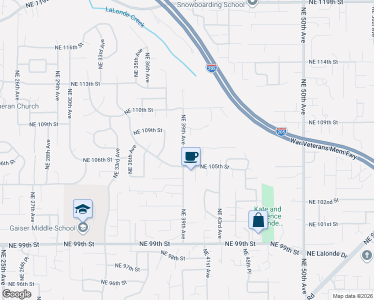 map of restaurants, bars, coffee shops, grocery stores, and more near 10613 Northeast 39th Avenue in Vancouver