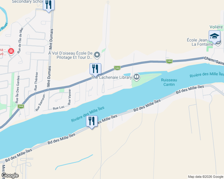 map of restaurants, bars, coffee shops, grocery stores, and more near 2980 Rue Richard-Venne in Terrebonne