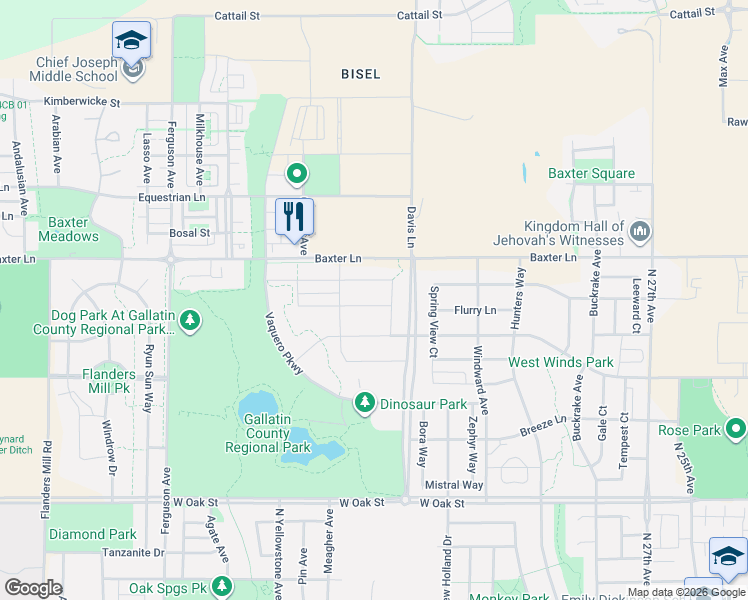 map of restaurants, bars, coffee shops, grocery stores, and more near 3349 Lemhi Trail Drive in Bozeman