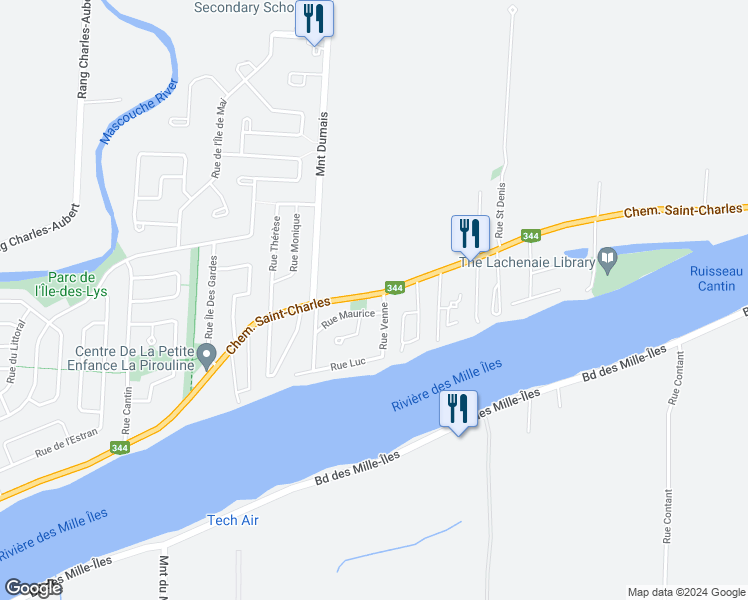 map of restaurants, bars, coffee shops, grocery stores, and more near 2778 Chemin Saint-Charles in Terrebonne