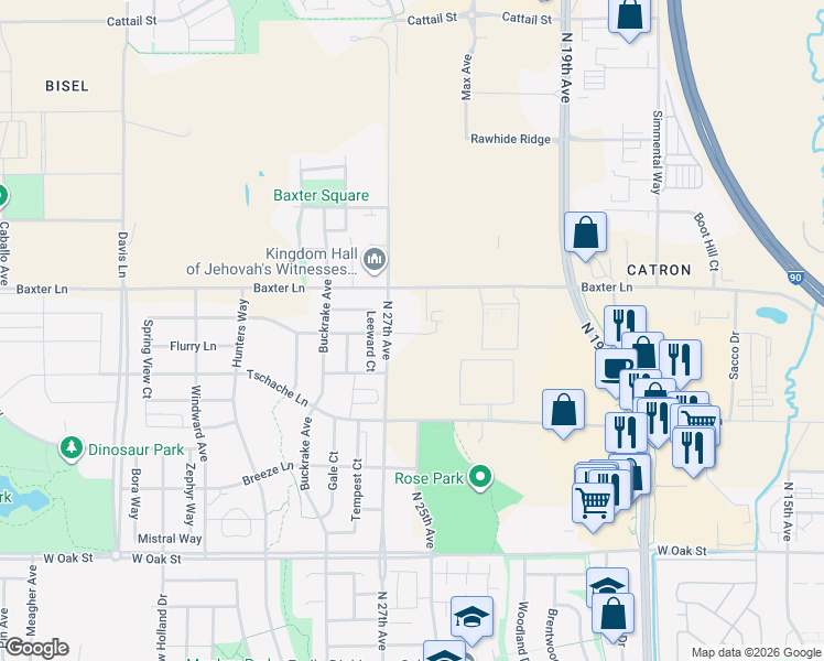 map of restaurants, bars, coffee shops, grocery stores, and more near 2263 Trade Wind Lane in Bozeman