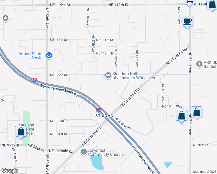 map of restaurants, bars, coffee shops, grocery stores, and more near 5901 Northeast 106th Way in Vancouver