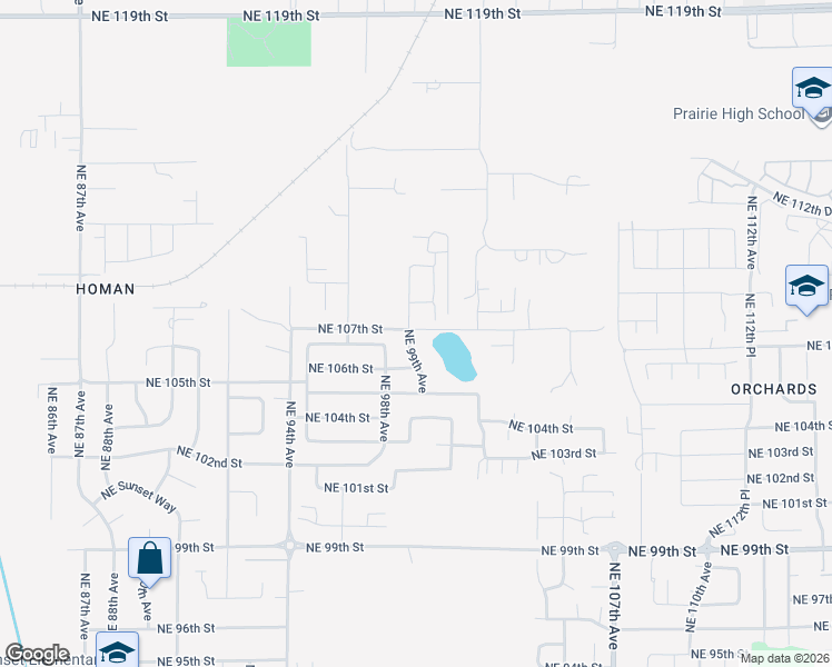 map of restaurants, bars, coffee shops, grocery stores, and more near 10803 Northeast 99th Avenue in Vancouver