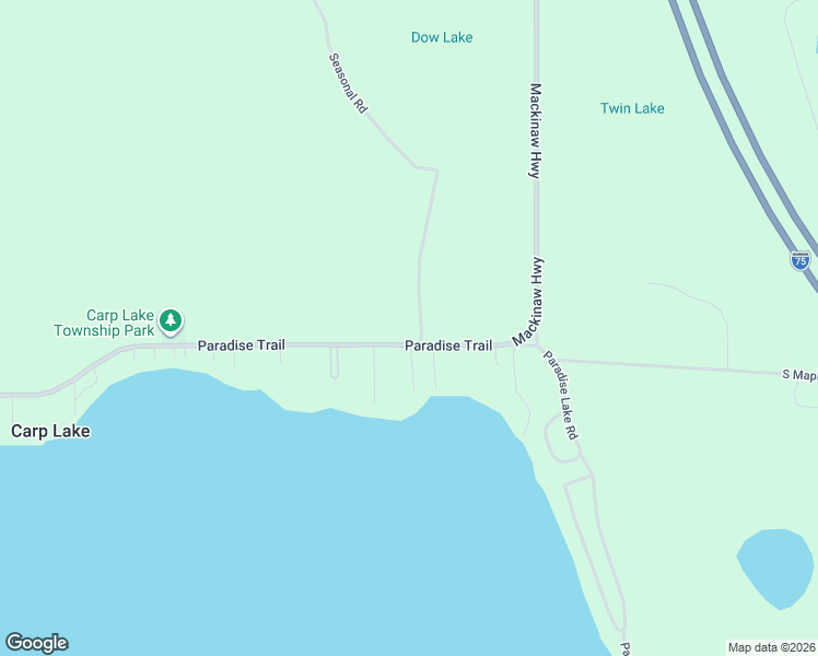 map of restaurants, bars, coffee shops, grocery stores, and more near 8747 Paradise Trail in Carp Lake