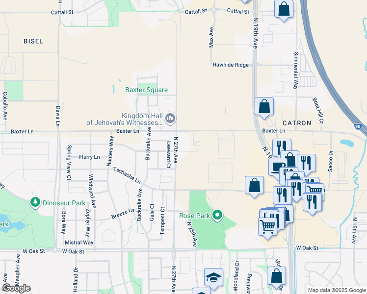 map of restaurants, bars, coffee shops, grocery stores, and more near 2263 Trade Wind Lane in Bozeman
