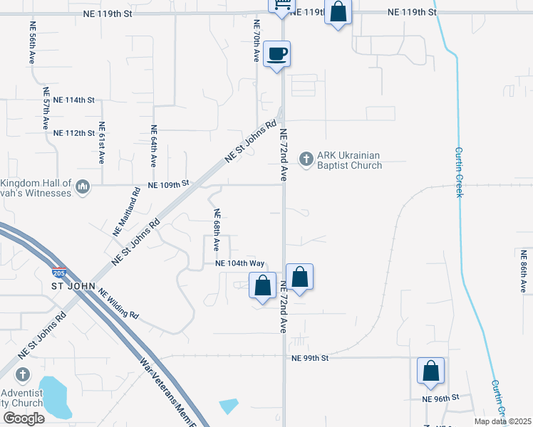 map of restaurants, bars, coffee shops, grocery stores, and more near 10614 Northeast 72nd Avenue in Vancouver