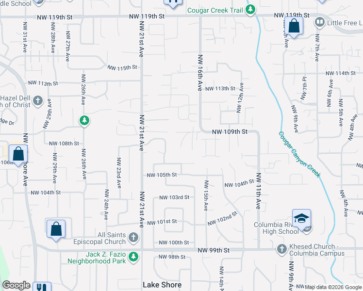map of restaurants, bars, coffee shops, grocery stores, and more near 10712 Northwest Oxbow Ridge Drive in Vancouver