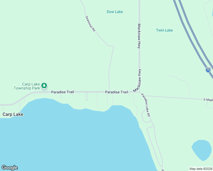 map of restaurants, bars, coffee shops, grocery stores, and more near 8747 Paradise Trail in Carp Lake
