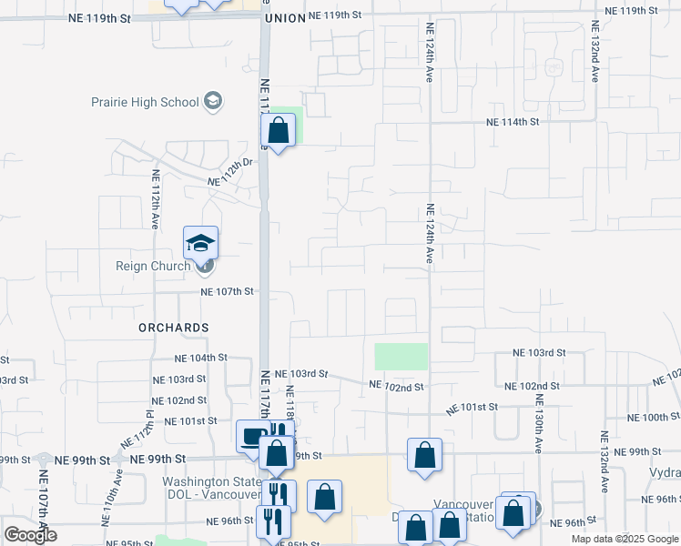 map of restaurants, bars, coffee shops, grocery stores, and more near 12037 Northeast 108th Street in Vancouver
