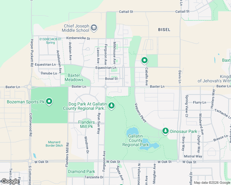 map of restaurants, bars, coffee shops, grocery stores, and more near 3924 Baxter Lane in Bozeman