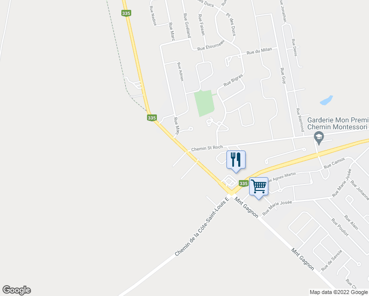 map of restaurants, bars, coffee shops, grocery stores, and more near 3707 Montée Gagnon in Terrebonne