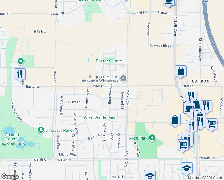 map of restaurants, bars, coffee shops, grocery stores, and more near in Bozeman